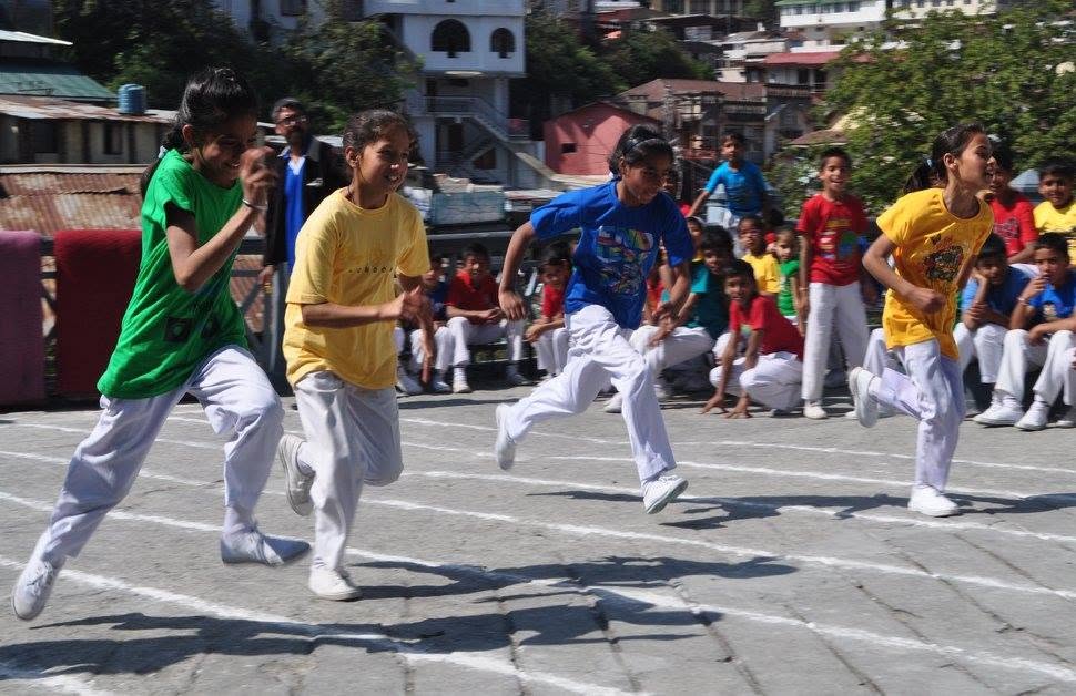 Children on sports day at Hebron Elementary School